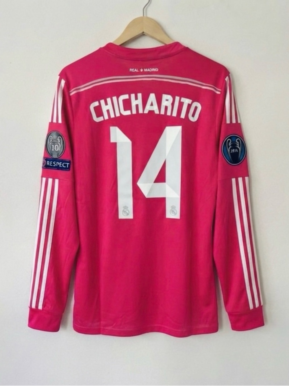 Chicharito #14  Real Madrid 14/15 UCL   Jersey Long Sleeve Pink Size Medium